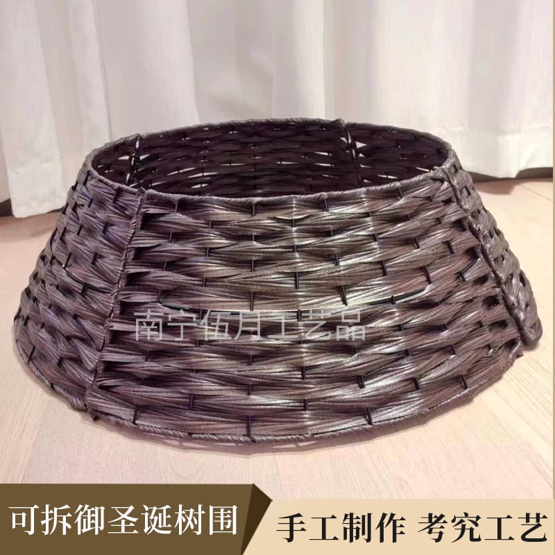 Ins Nordic Retro Christmas Tree Decoration Base Brown White Tree Basket Tree Skirt Round Frame Fence Tree Stand