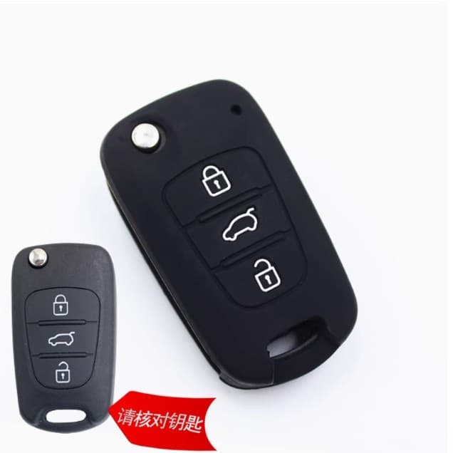 Silicone Key Case Cover for Hyundai Elantra I30 Folding 3-Button Key, Sonata 8th Gen, Langdong, IX35, Azera