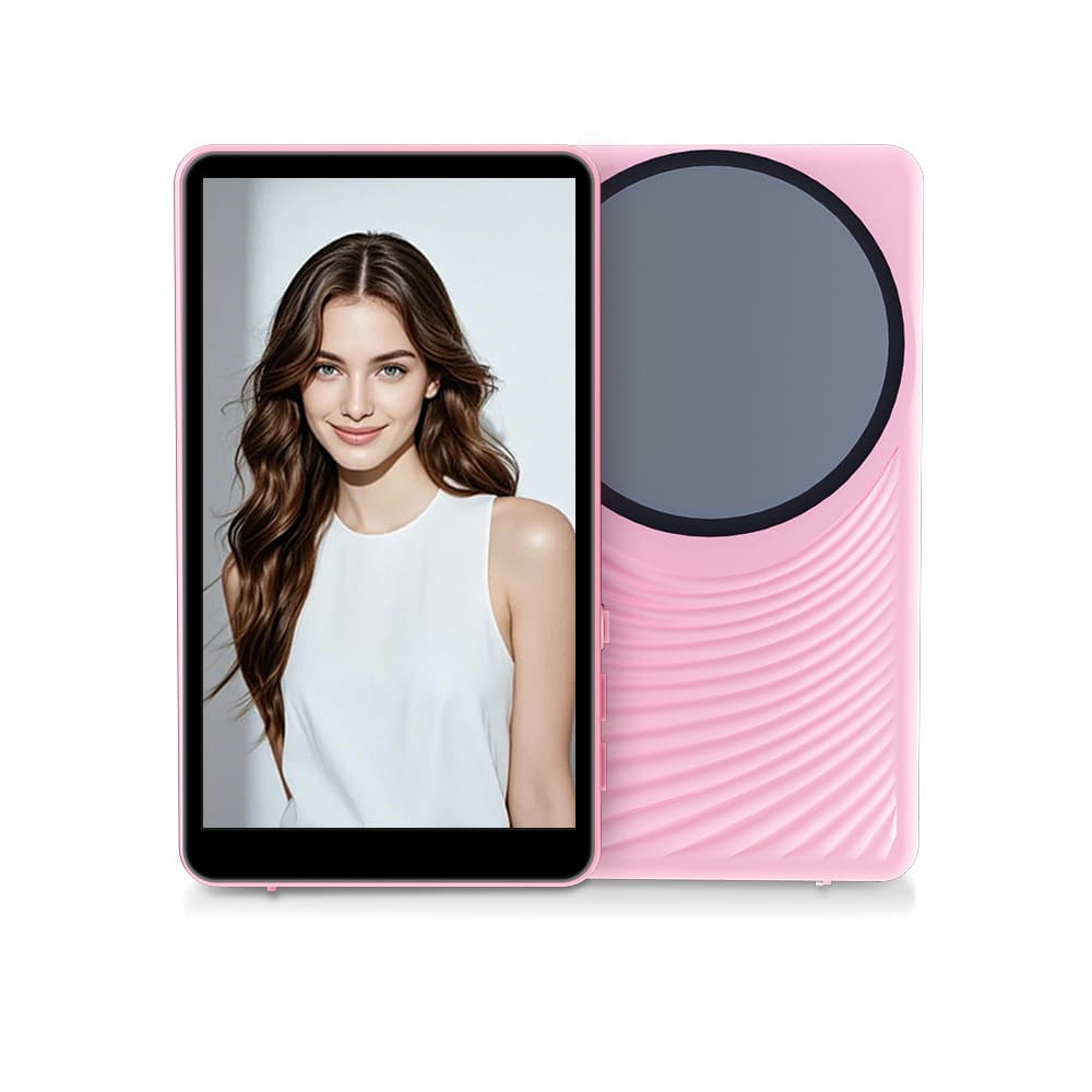 Cross-border wireless magnetic corrugated screen mirroring device for mobile phones, rear-facing selfie display, and remote photography for live streaming.