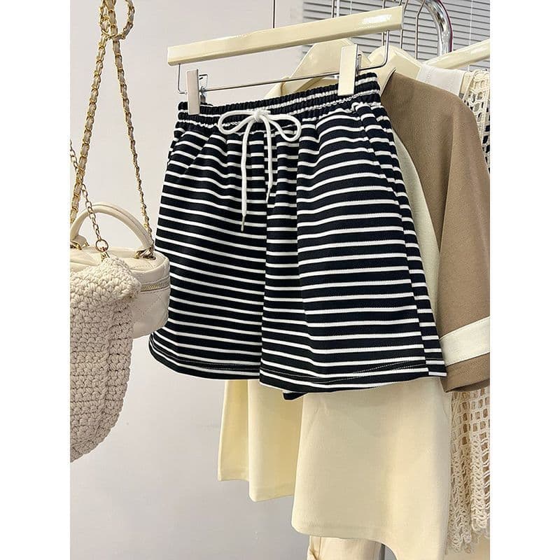 Korean Striped Pajama Pants for Women Summer Slim Loose Casual Shorts Versatile Home Lounge Pants