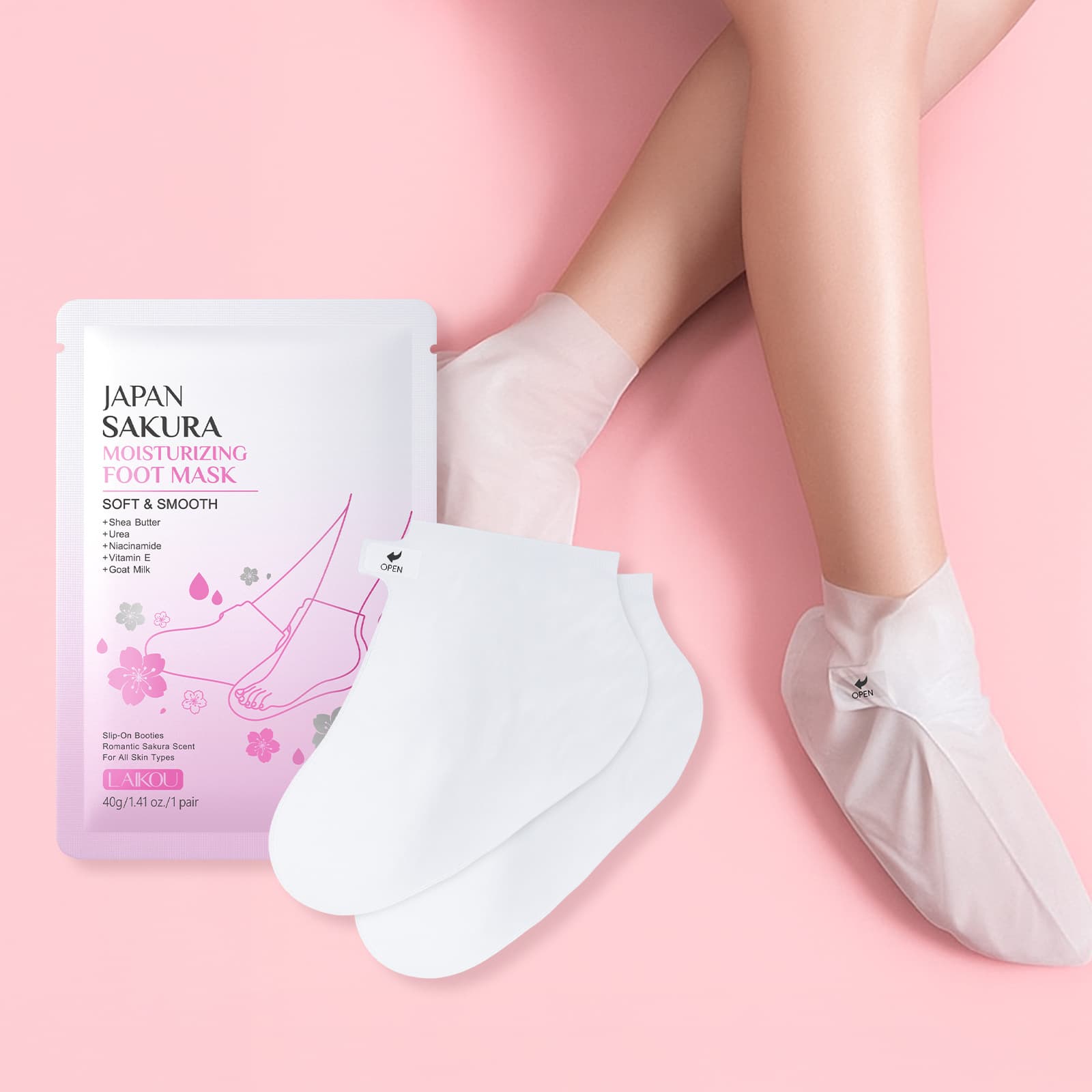 Cross-border Laikou Sakura Moisturizing Foot Mask 40g Moisturizing and Nourishing MOISTURIZING FOOT MASK in Stock