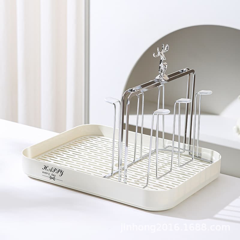 Luxury Reindeer Water Cup Rack, Iron Electroplated Inverted Drain Rack, Household Kitchen Water Cup and Container Set Storage Rack
