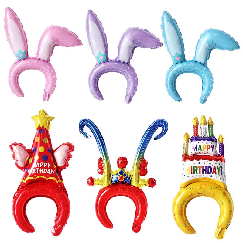 2026 Medium Headband Balloon Party Birthday Hat Ball Aluminum Film Rabbit Shape Graduation Season Headdress Balloon