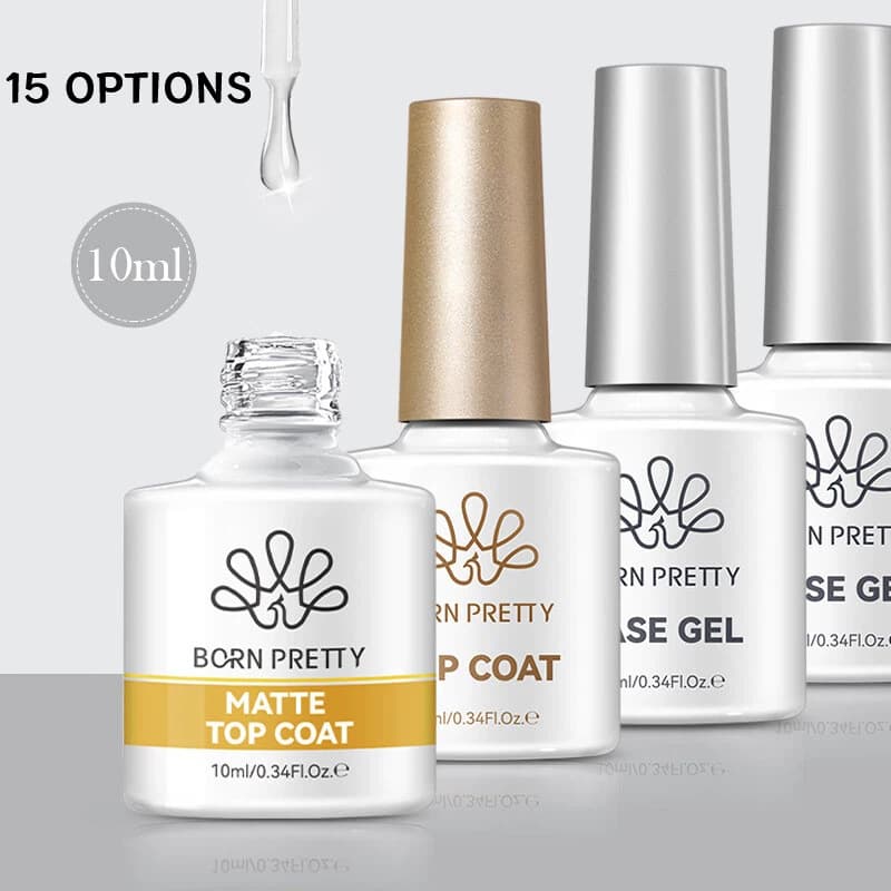 BORN PRETTY Nail Base & Top Coat Gel - Builder Base, Top Coat, Reinforcement, Smudge Gel, New Water Drop Top Coat