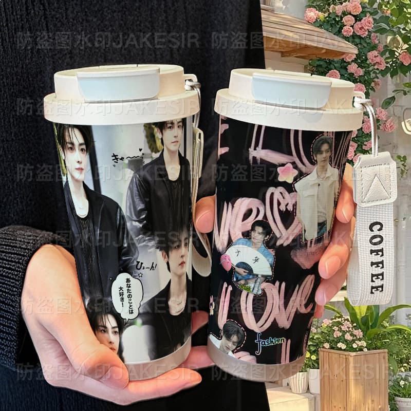 Hou Minghao support themed 316 stainless steel large capacity tumbler with straw, car coffee mug unisex