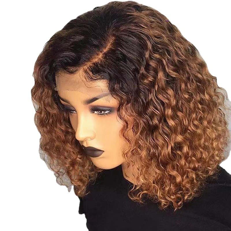 Amazon New African Small Curly Wig, European and American Women's Gradient Short Curly Wig, Synthetic Fiber Wig, In Stock