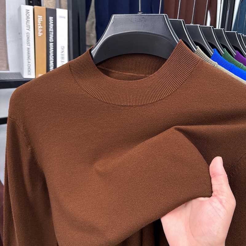 Cross-border Stock Half Turtleneck Knitted Sweater Men's Long Sleeve Autumn Winter Warm High Quality 16 Gauge Fine Imitation Cashmere