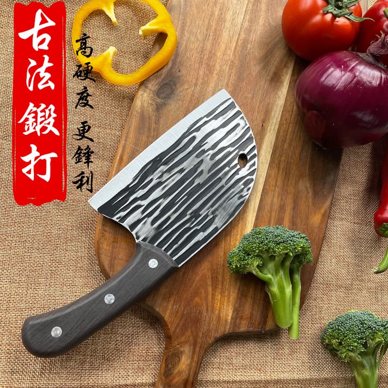 Popular Kitchen Knife Ready Stock Hand-Forged Striped Fish Head Knife, Sharp Stainless Steel Home Slicing Knife Wholesale