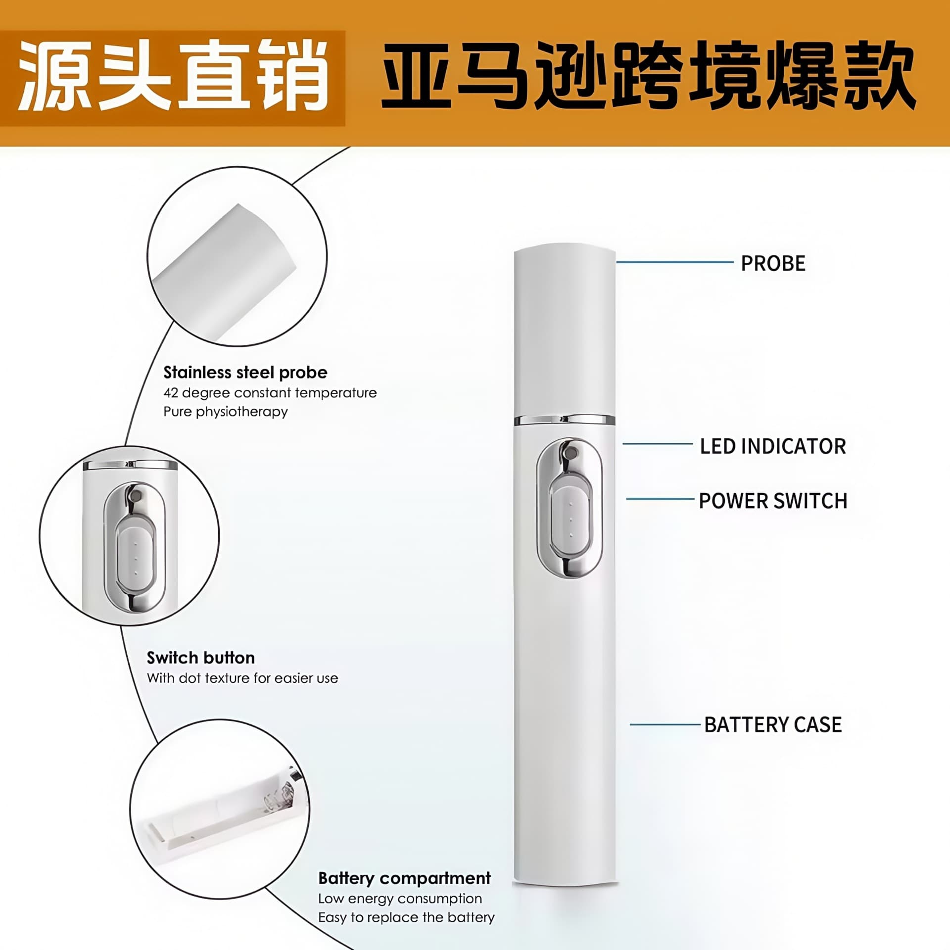 Amazon Hot Selling Blue Light Acne Pen Black Technology Non-Invasive Laser Mole Removal Pen Ice Point Beauty Spot Pen