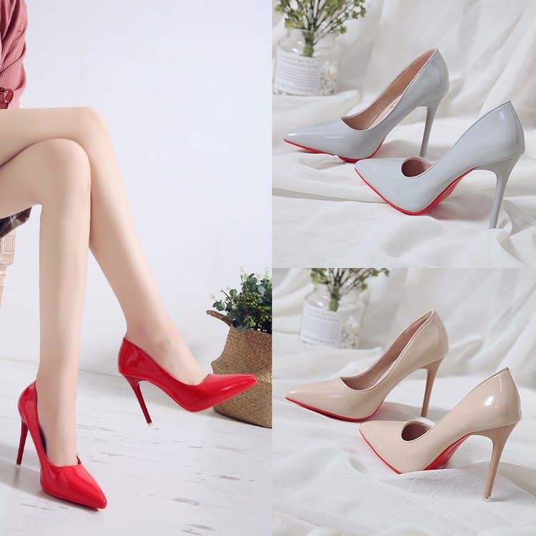 Women's Single-Layer Shoes 2023 New Arrival Spring Autumn European American Style Pointed Toe Shallow Mouth Patent Leather Fashion High Heels Wholesale Size 43