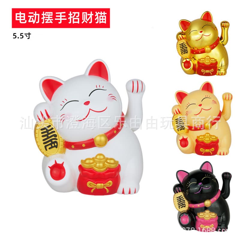 5.5-Inch Electric Waving Lucky Cat for Opening Cashier Counter and Entryway, Home Gift with Chinese Packaging for Domestic and Foreign Trade