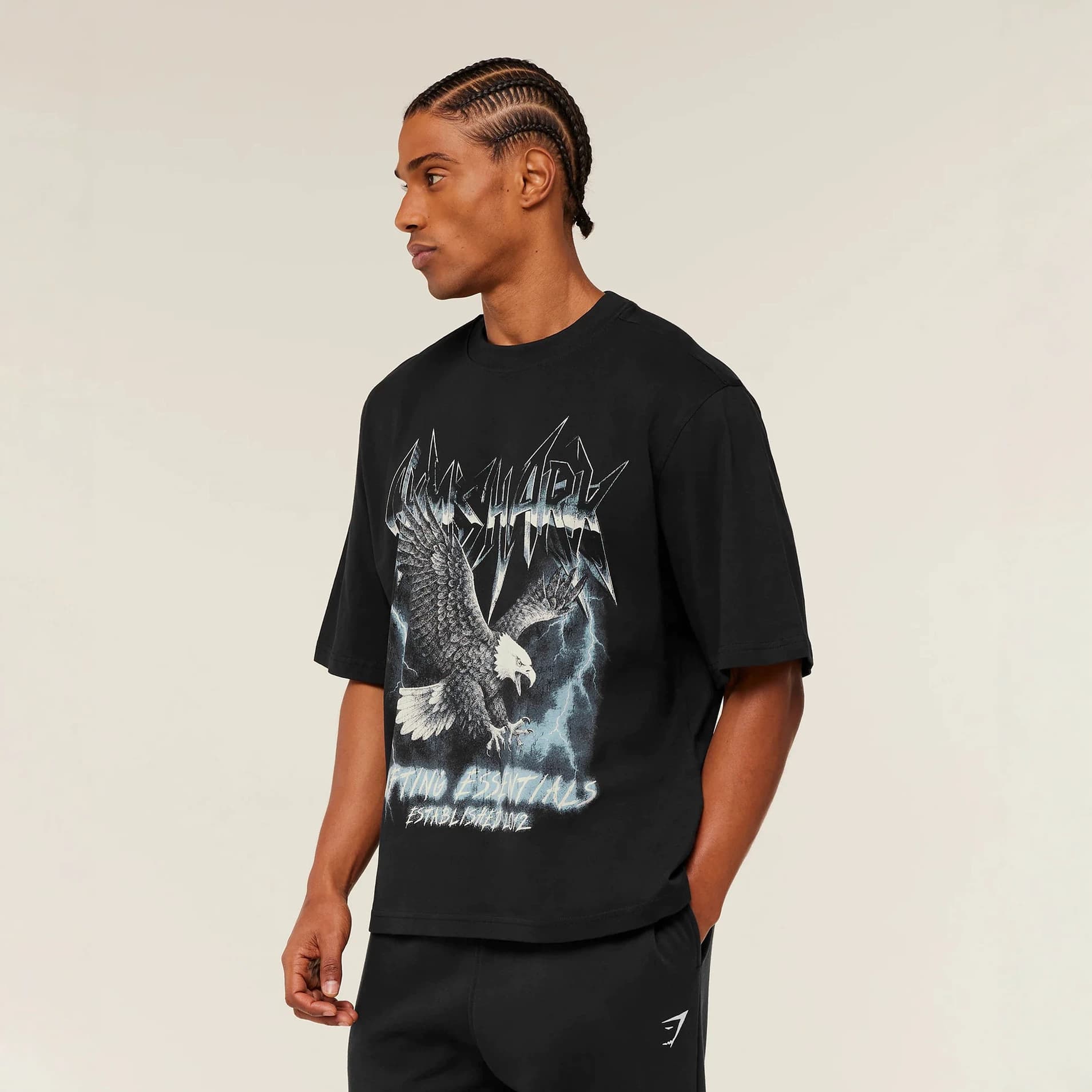 Gymshark Muscle Shark Fitness Clothing American Trendy Fitness Sports Large Size Printed Short-Sleeved Men's T-Shirt