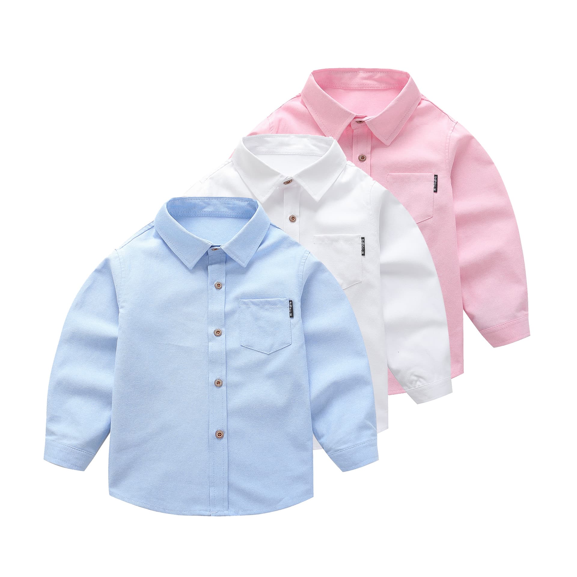 Unisex Long Sleeve Pure Color Shirt Children's Casual Spring Fashion Soft Cotton Blend Spring Autumn Multiple Colors Available