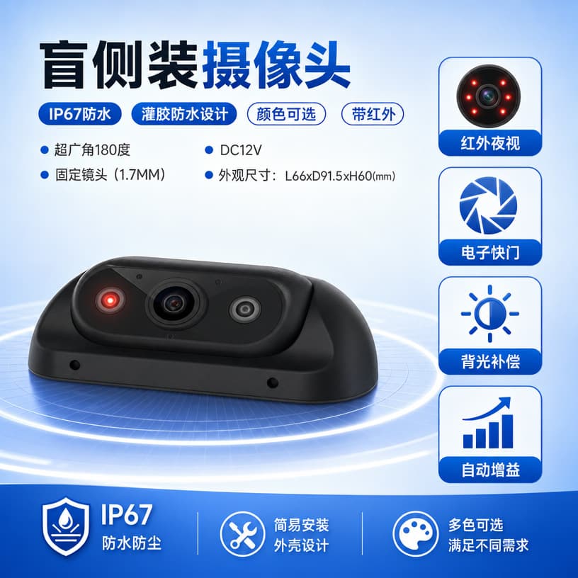 AHD1080P night vision infrared bus left and right blind spots side view truck recorder on-board side-mounted waterproof reversing monitoring