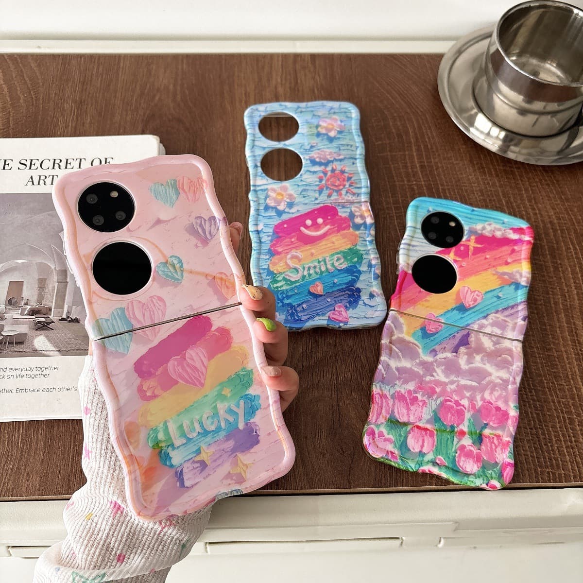 Compatible with P50 Pocket Phone Case, Pocket 2 Foldable Screen Protective Cover, Rainbow Tulip, Find N2 Flip