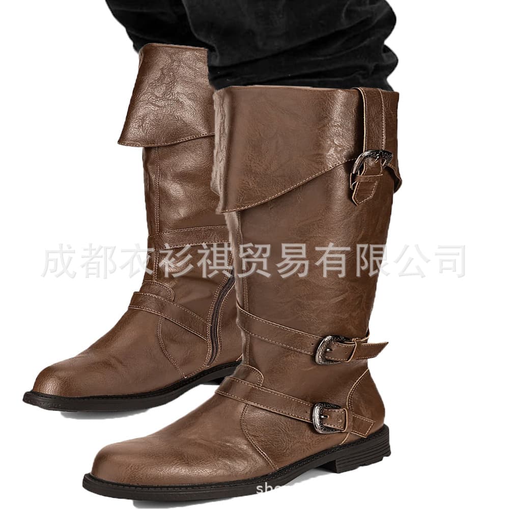 Amazon Independent Station Export New Vintage Medieval Renaissance Halloween Large Size Men Boots