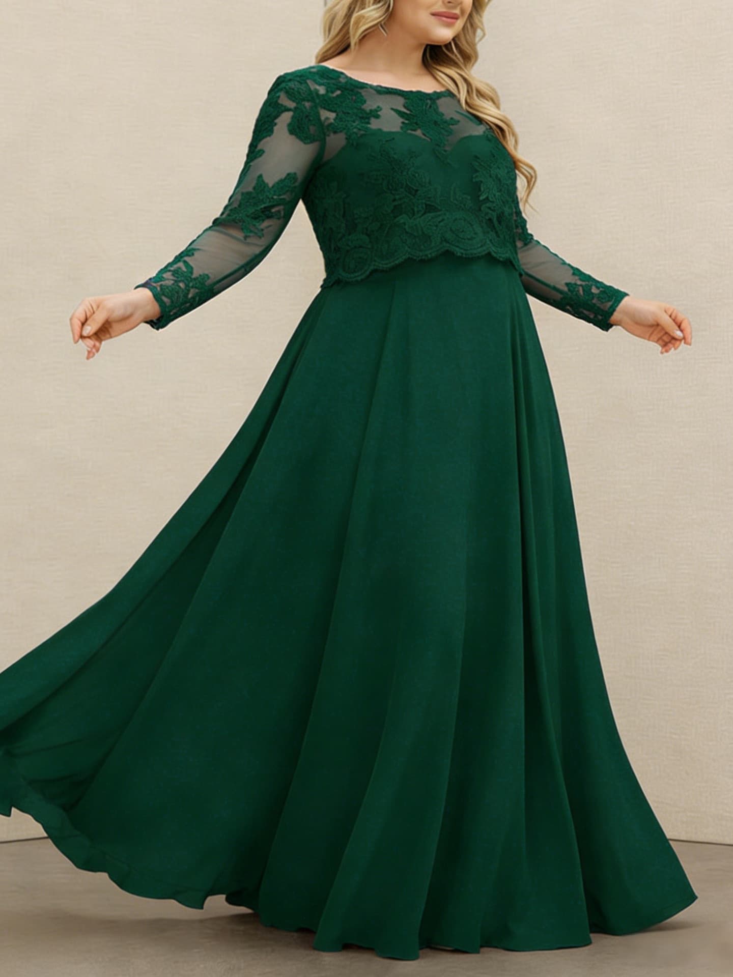 European and American Cross-Border Hot-Selling New Plus Size Women's Lace Patchwork Slim Fit Versatile Party Dress