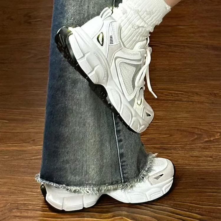 Dad Sneakers for Women 2026 New Summer Thin Style Versatile Chunky Sole Trendy White Casual Athletic Shoes