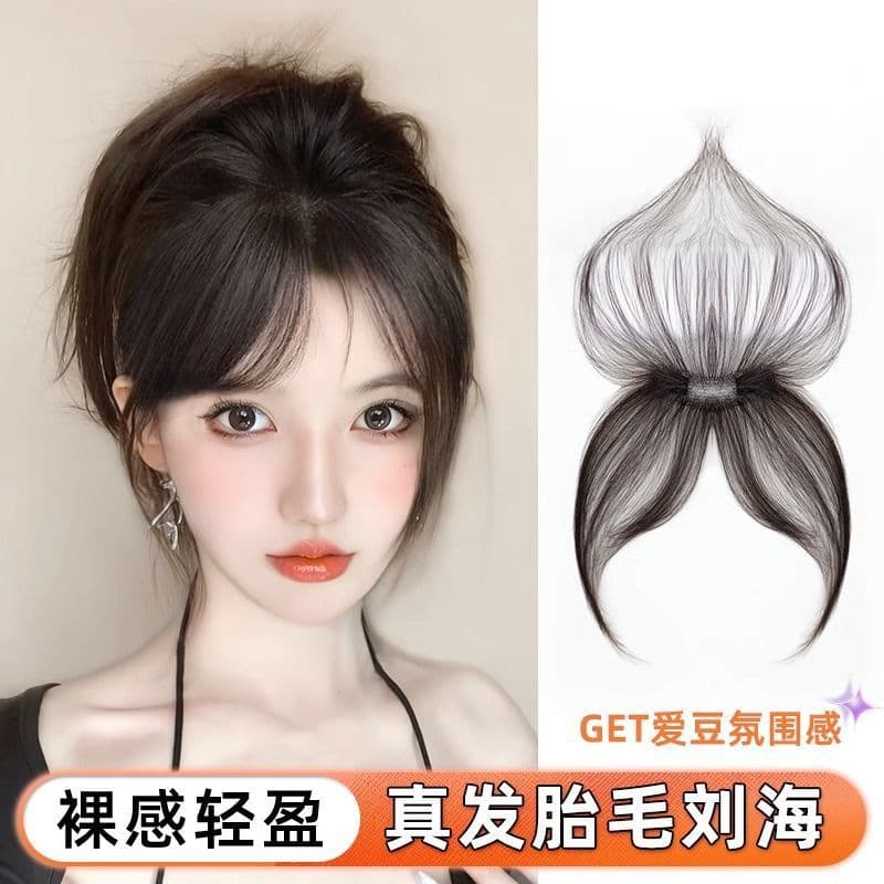 Bangs Wig for Women, Real Human Hair, Lazy Summer Fetal Hair Bangs, Natural Forehairline Wig, Hair Accessories