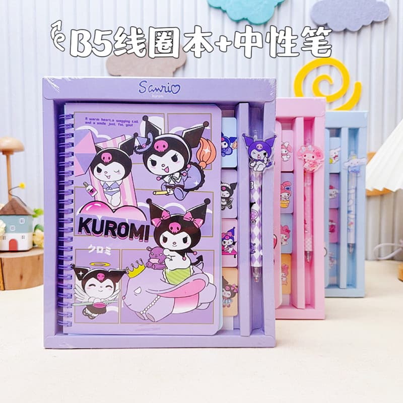 Cartoon Creative B5 Spiral Notebook Gel Pen Stationery Set Sanrio Planner Notebook Combo Elementary School Student Learning Supplies