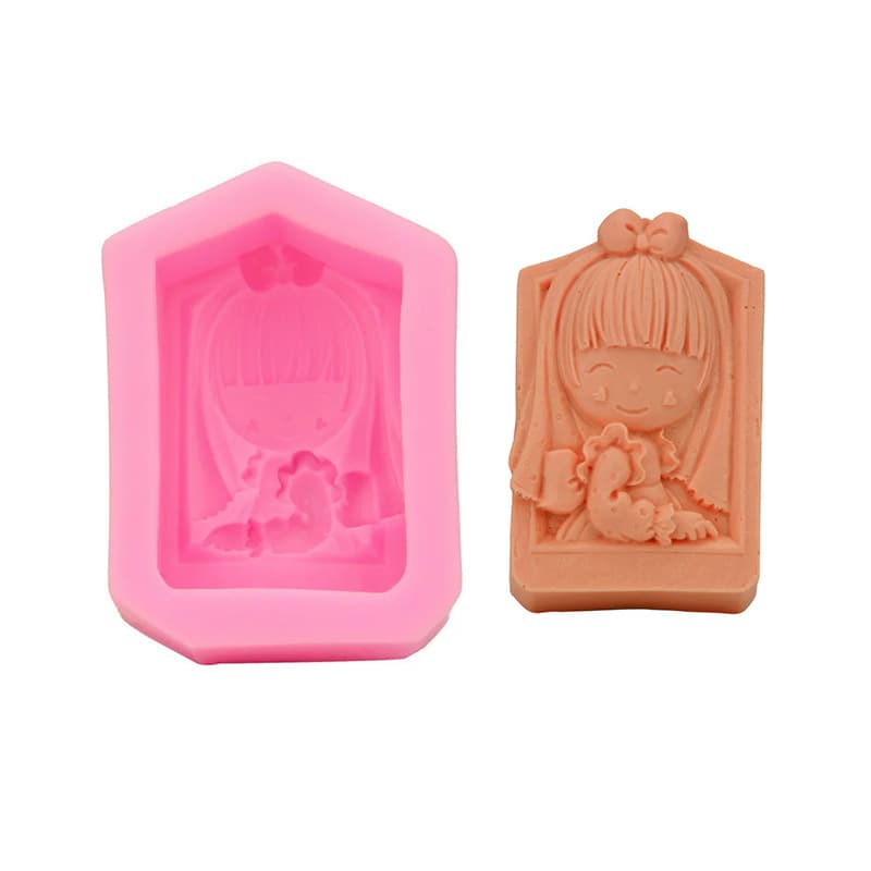 Cute little girl shaped handmade soap silicone mold scented candle diy plaster clay decorative ornaments