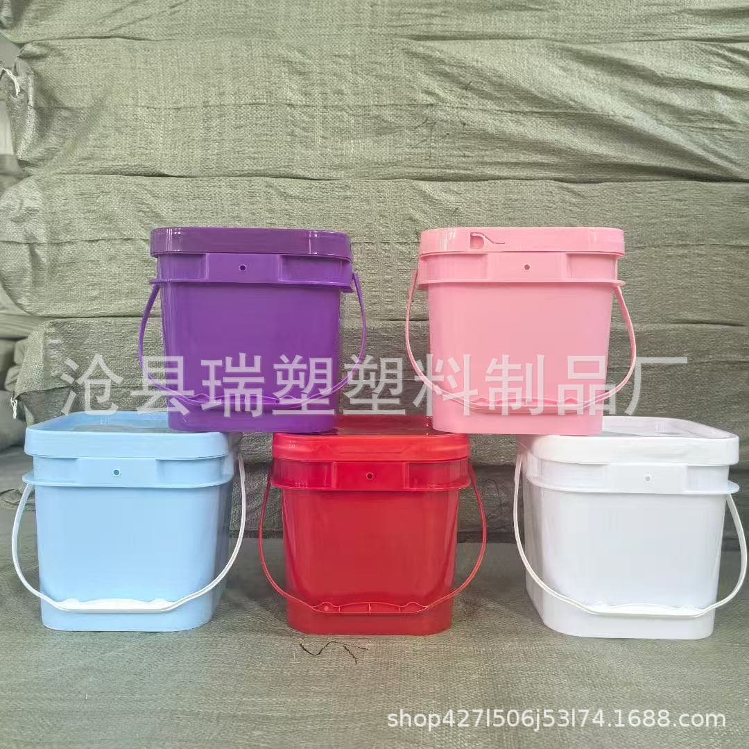 Wholesale square plastic buckets, powder laundry detergent explosion salt packaging bucket, food bucket for cat food freeze-dried sauce