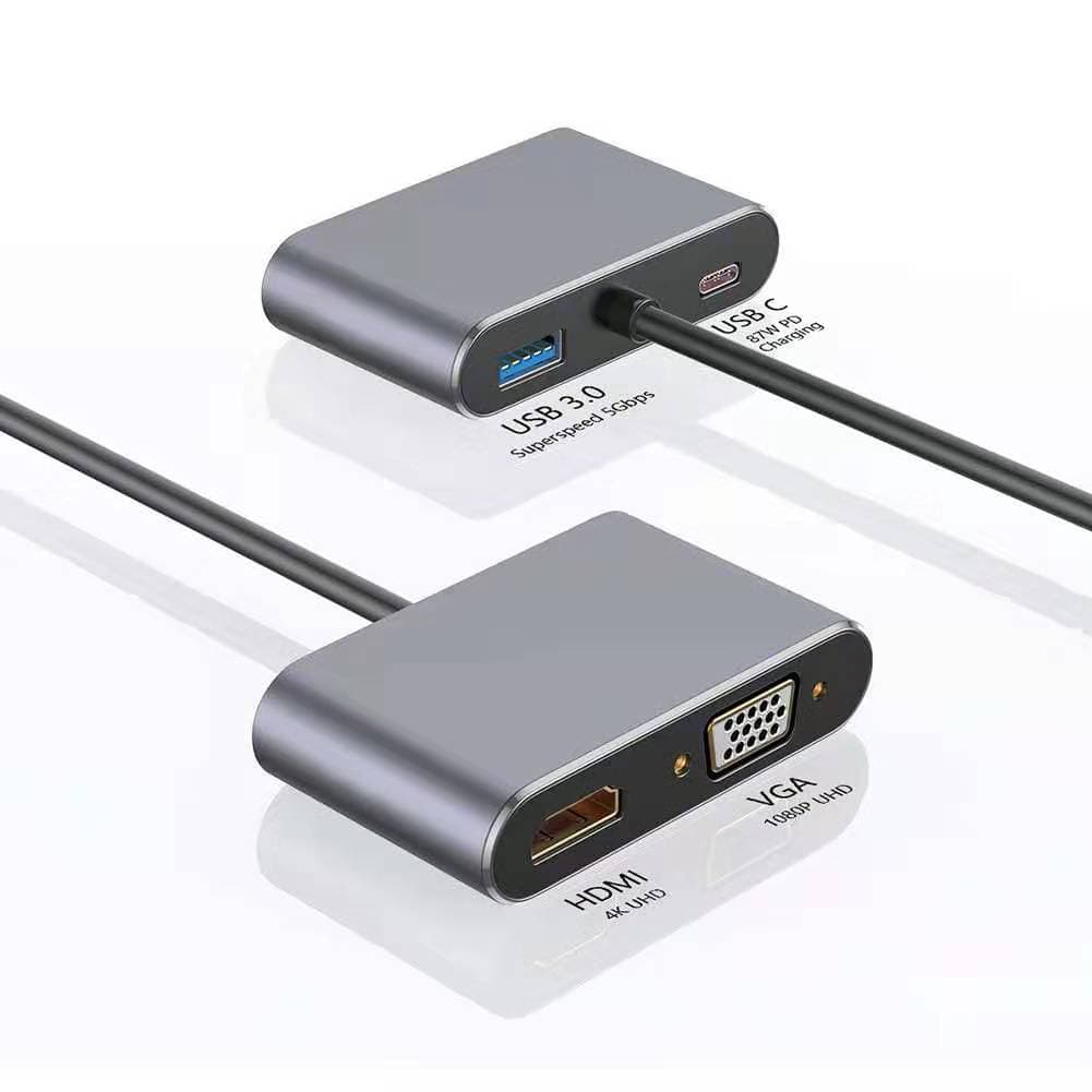 Source factory TYPEC TO HDMI+VGA+PD+USB3.0 four-in-one high-definition video adapter cable typec