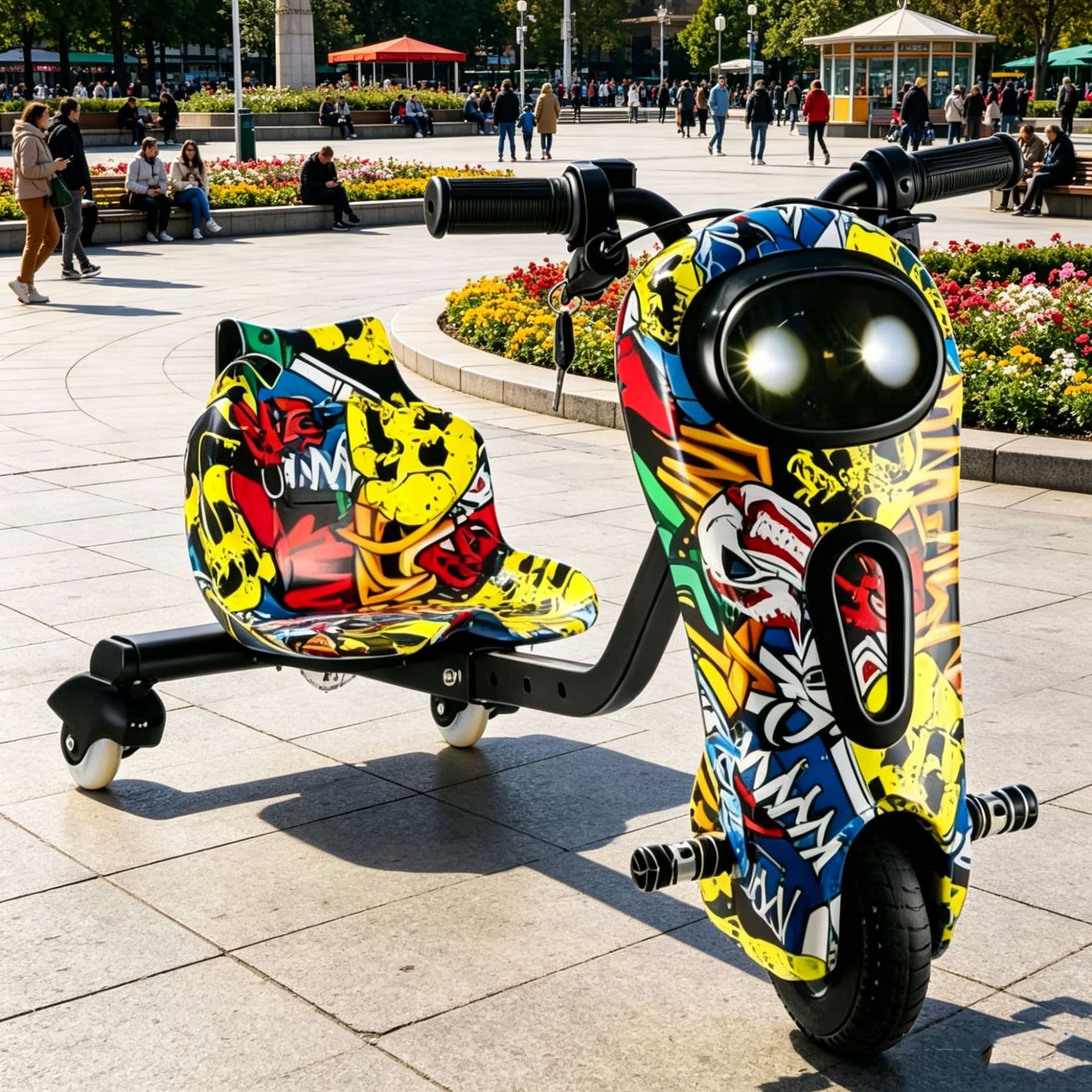 Cross-border special kart three-wheel drift car square rental children's electric 360° electric three-wheel scooter