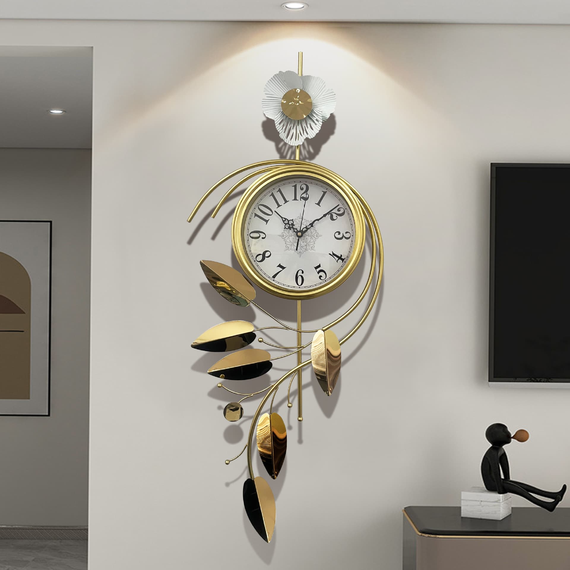 Creative Iron Wall Clock Living Room Entrance Wall Decoration Clock Home Restaurant Study Kitchen Silent Clock