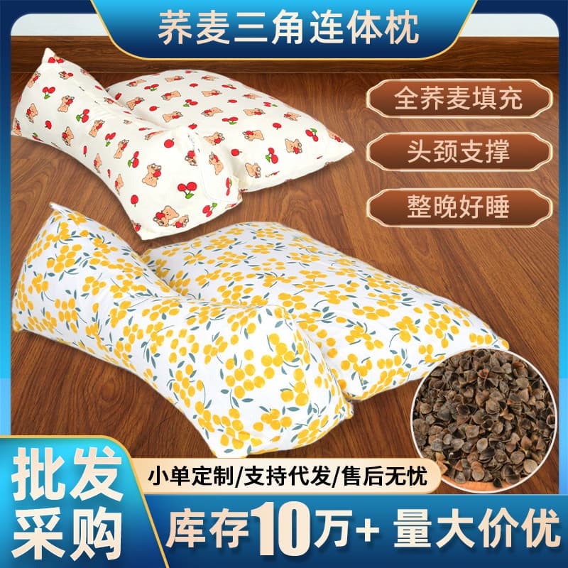 Full Buckwheat Husk Pillow for Cervical Spine Support, Pair of Home Adult Combination Removable Hard Pillows, Single Buckwheat Pillow