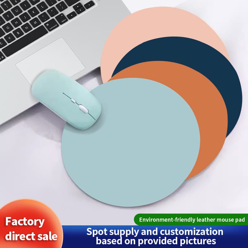 Small Solid Color PU Leather Mouse Pad for Gaming, Office, and Laptop