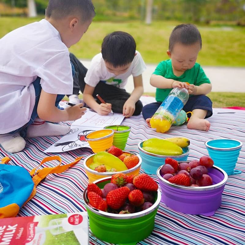 Large Capacity Outdoor Travel Folding Silicone Bowl Food Grade Material Portable Design Retractable Folding Bowl Wholesale