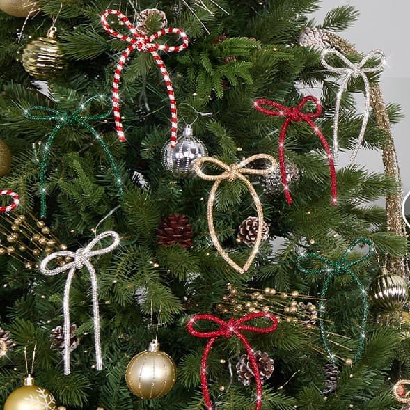 Cross-border Christmas full diamond rope hot diamond handmade bow Christmas tree garland rhinestone accessories pendant