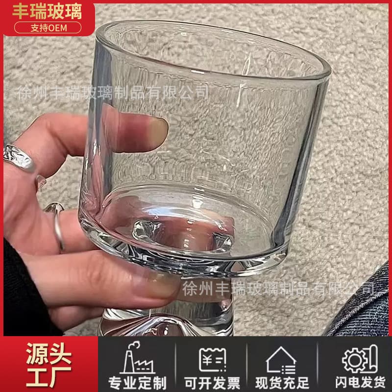 Light Luxury High-End Glass Cup Household Stemmed Water Cup Juice Cola Cup Internet Celebrity Restaurant Drink Dessert Cup