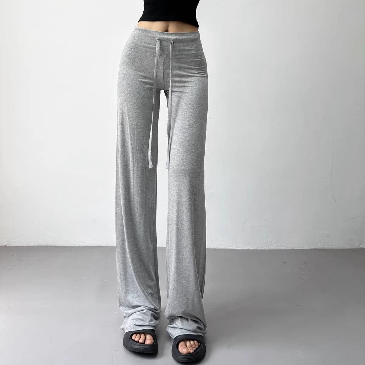 2026 Summer New Elastic Tall Yoga Elastic High Waist Loose Drape Straight Pants Sports Pants Trousers for Women
