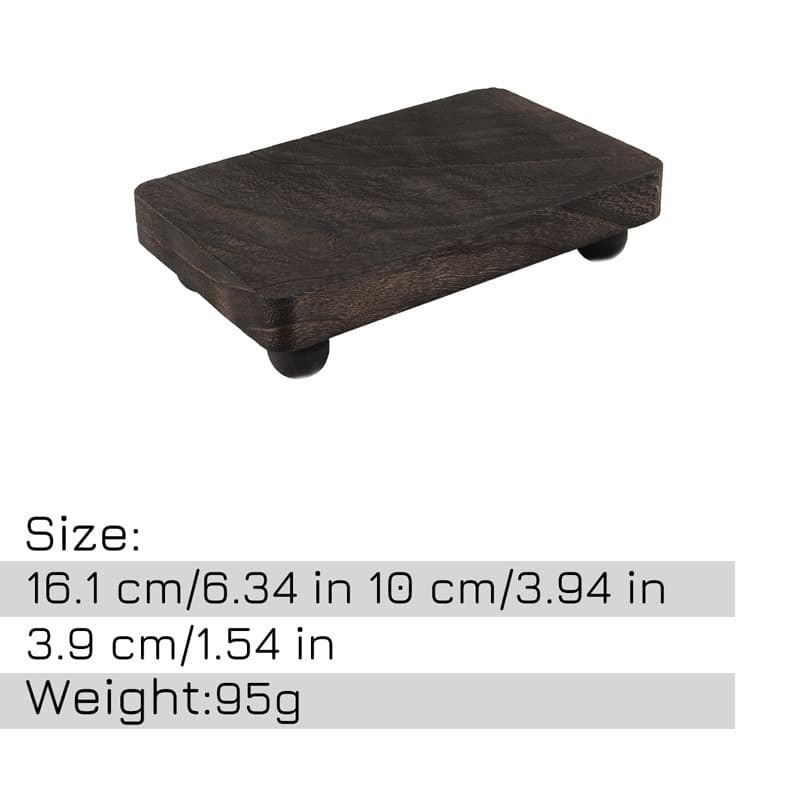 Dark Brown Wooden Ornament Base, New Chinese Style Square Tea Pet Incense Burner Display Stand, Succulent Pot Holder