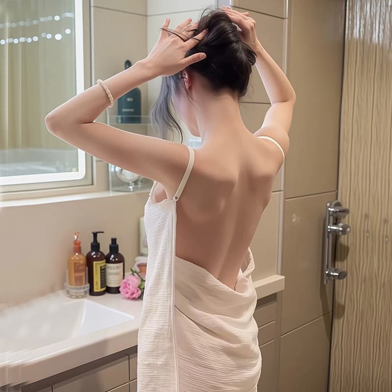 Pure cotton wrinkled cotton gauze pajamas for women summer and autumn 2025 new high-end wearable sling bath towel bath skirt backless summer