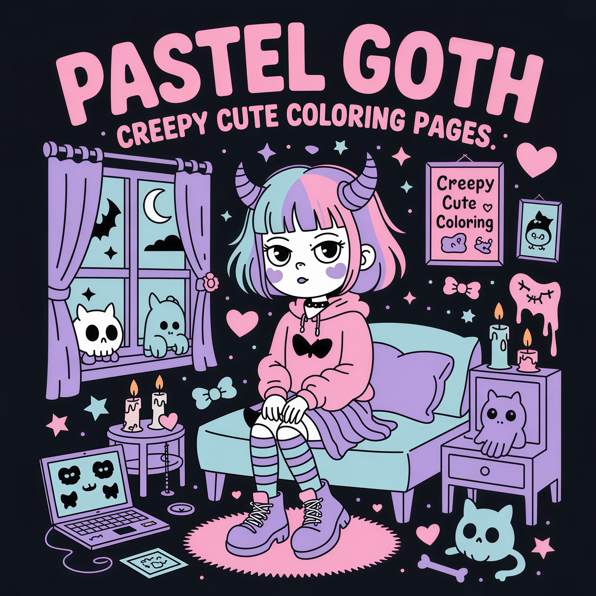 Cross-border stock, 60-page single-sided hardcover dark gothic lolita coloring book
