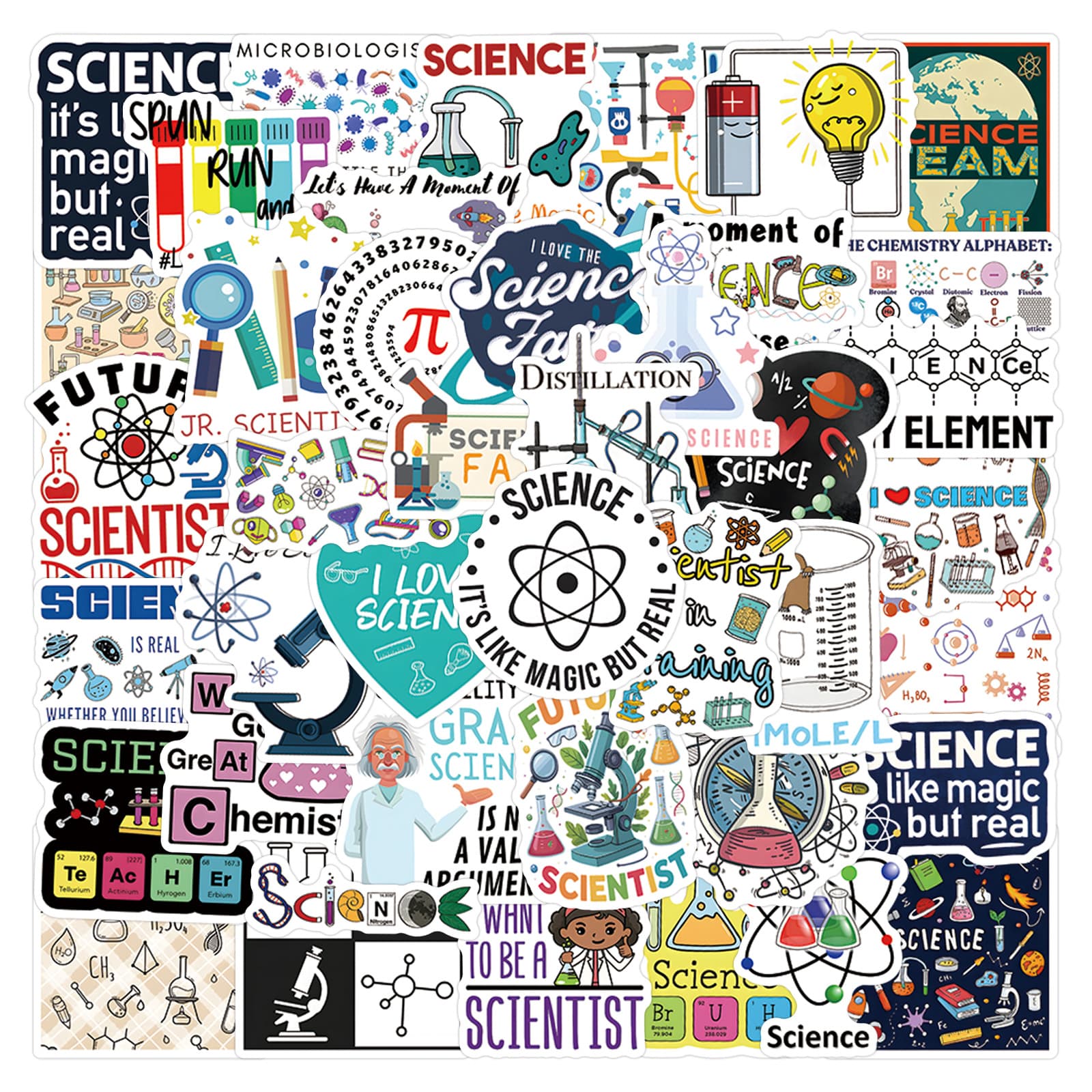 55 new science fair science graffiti stickers to decorate notebook luggage DIY cartoon stickers