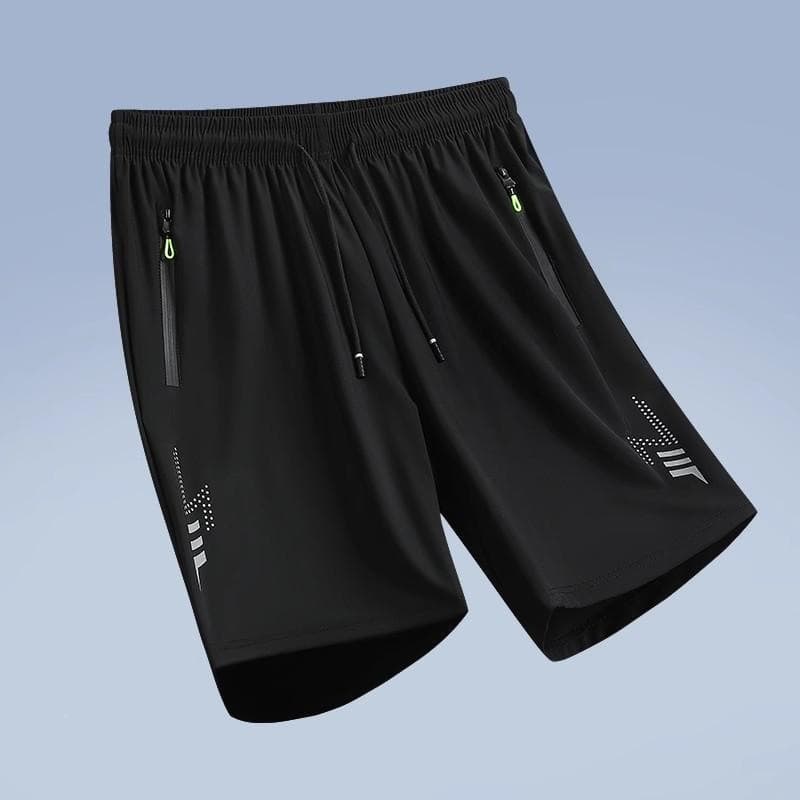 Ice Silk 5-Inch Shorts, Loose Fit for Plus Size, Summer Ultra-Thin Men's Pants, Stretchy Breathable Quick-Dry Sports Shorts 2-Piece Set