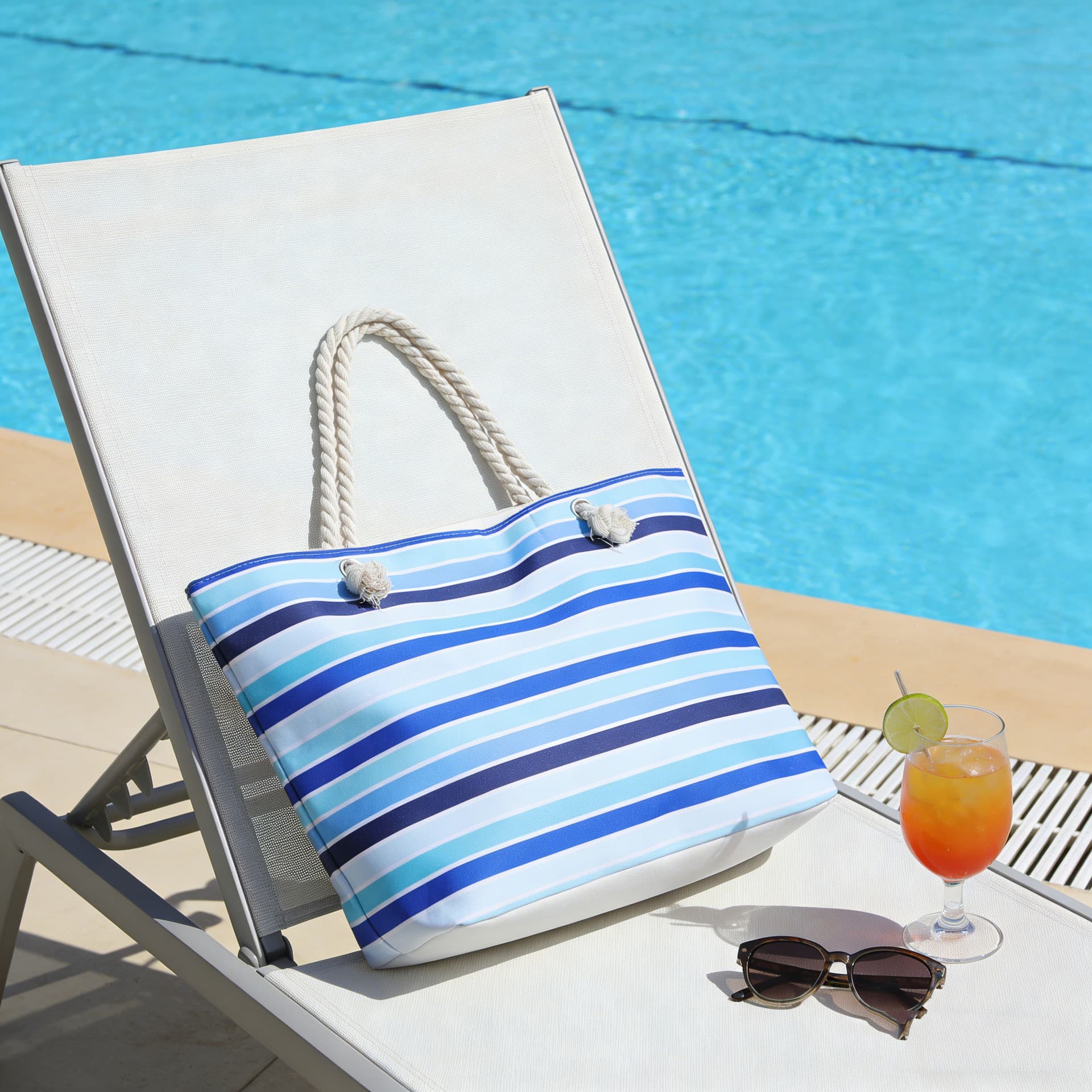 Temu Shein Trending Striped Beach Bag Shoes Swimsuit Seaside Travel Storage Bag Large Capacity Shoulder Bag