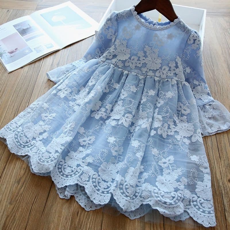 Little girl princess dress 6 to 12 years old lace dress flower girl elegant fashion birthday performance dress princess dress