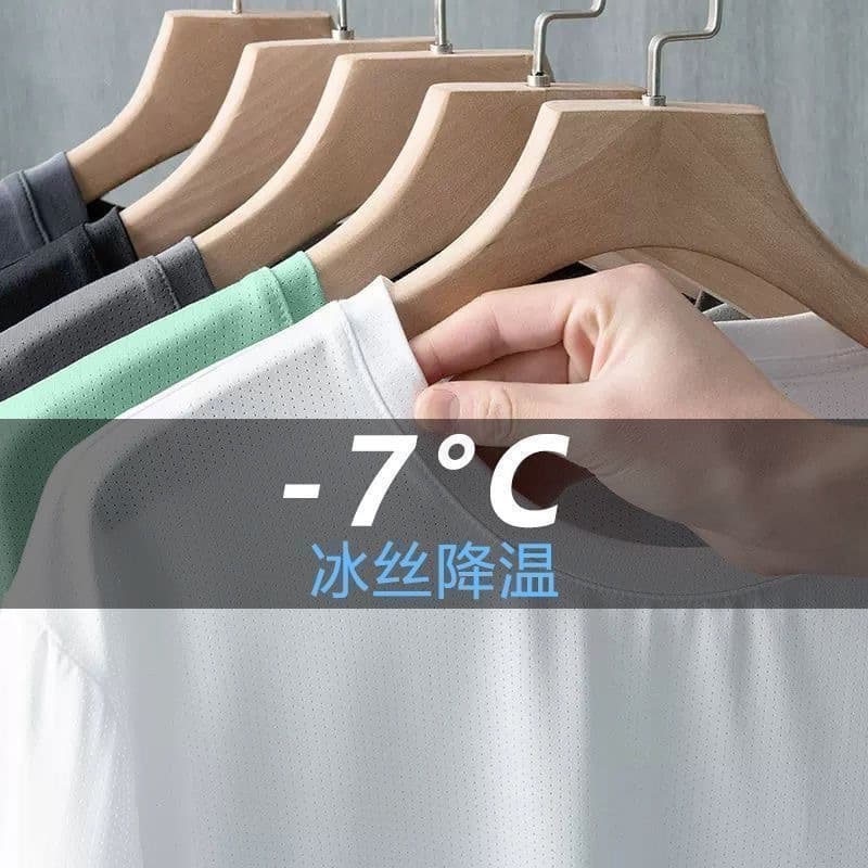 Ice Silk Men's Short-Sleeved T-Shirt Loose Summer Thin Quick-Dry Mesh Casual Half-Sleeve Cool-Feel Breathable T-Shirt for Export