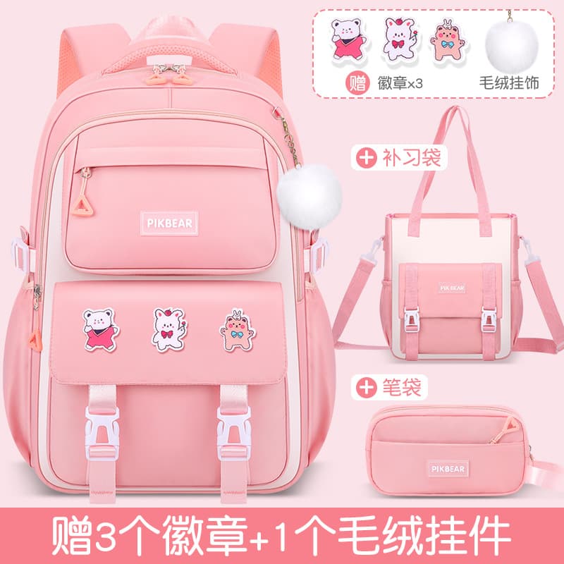 Cross-border three-piece elementary school student schoolbag female ultra-lightweight backpack for children in grades 1-6 Shaodong student schoolbag