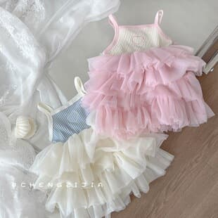 Girls' Sleeveless Dress Summer 2026 New Style Baby Girl Fashion Cake Dress Princess Dress Puffy Dress Trendy