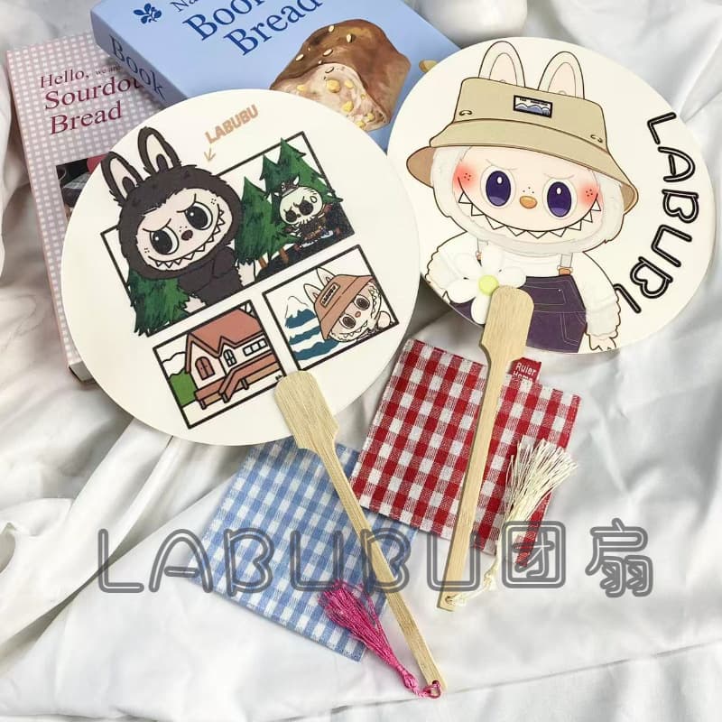 2026 New Style Cute LABUBU DIY Cross-border Drop Shipping LABUBU Adorable Figure Round Fan New Chinese Style National Trend