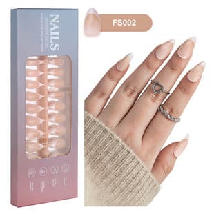 Cross-Border Amazon Nail Tips Wholesale Fake Nails French Style Nail Art Stickers Short Almond Nails Boxed 150 Pcs