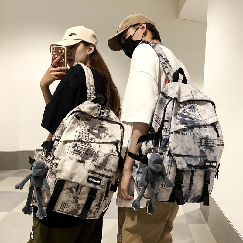 School bag men's 2025 new Korean version Harajuku large capacity junior high school student backpack female Japanese style ins cool backpack trend