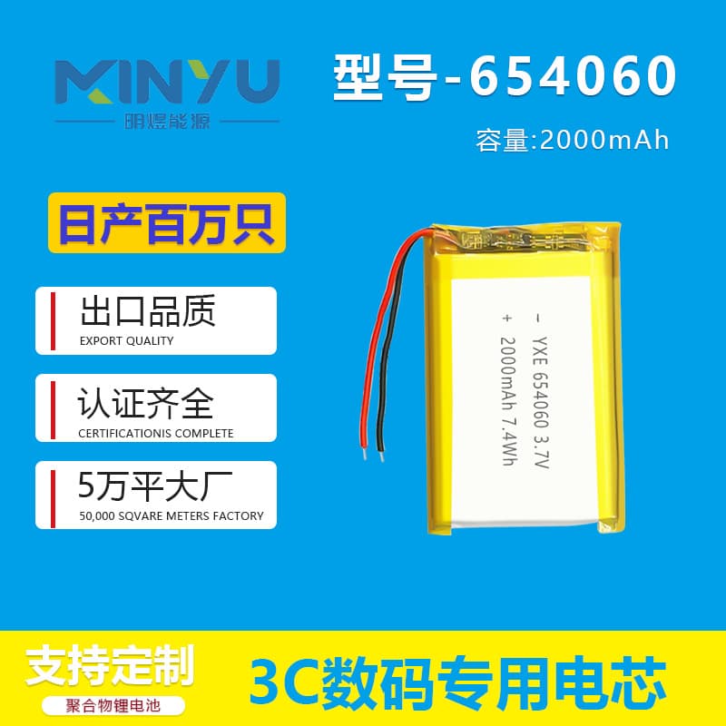 654060 Polymer Lithium Battery 2000mAh Beauty Device Battery 3.7V Medical Healthcare Monitor Lithium Battery