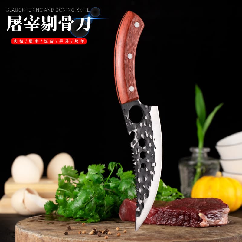 Hammer Pattern Forged Boning Knife, Multi-functional Outdoor Knife, Universal Stainless Steel Slaughter, Trimming, Boning, and Dividing Knife
